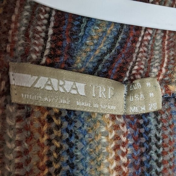 ZARA Rainbow knit open front Wool blend bell sleeves cardigan Medium - Picture 4 of 10